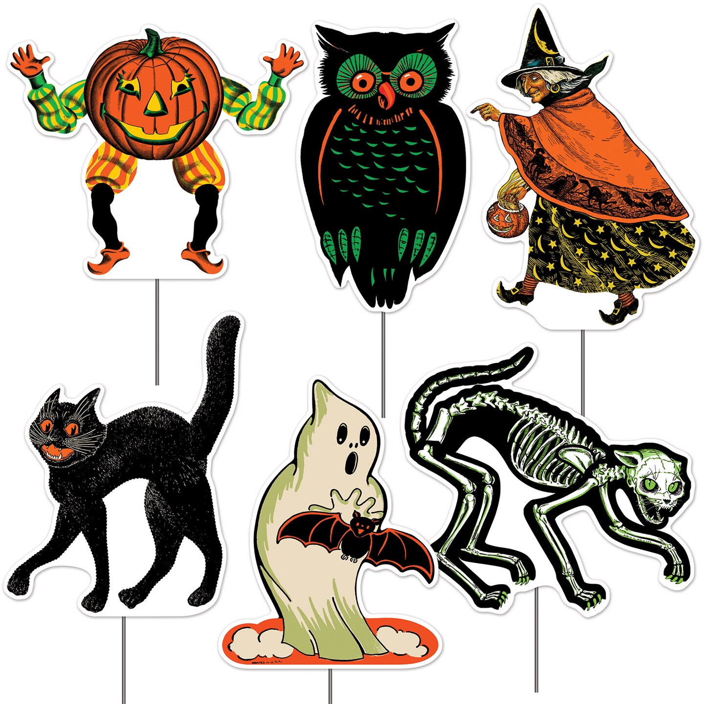 Beistle 11½in.-12¼in. Plastic Vintage Halloween Yard Signs - 6 Pack