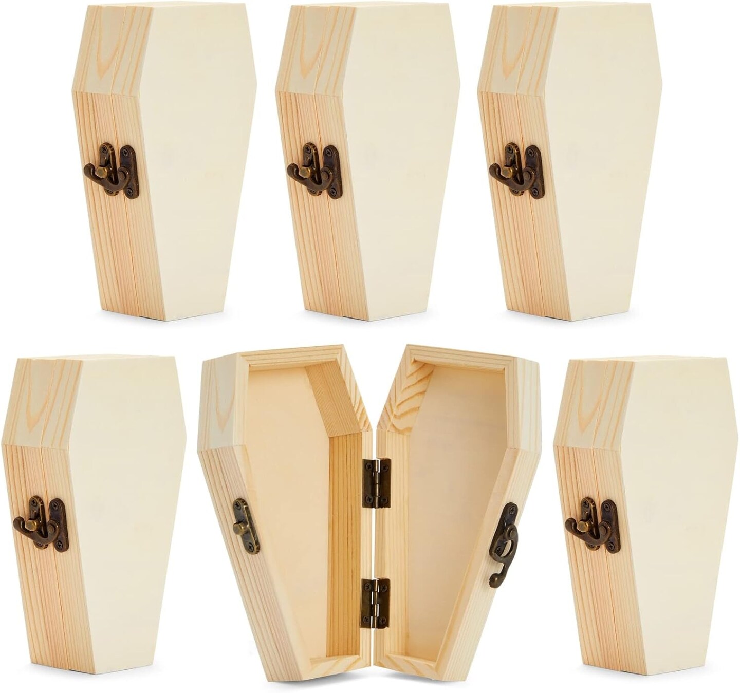 Coffin Box with Hinged Lids for DIY Crafts (6.1 x 3.5 x 1.8 in)