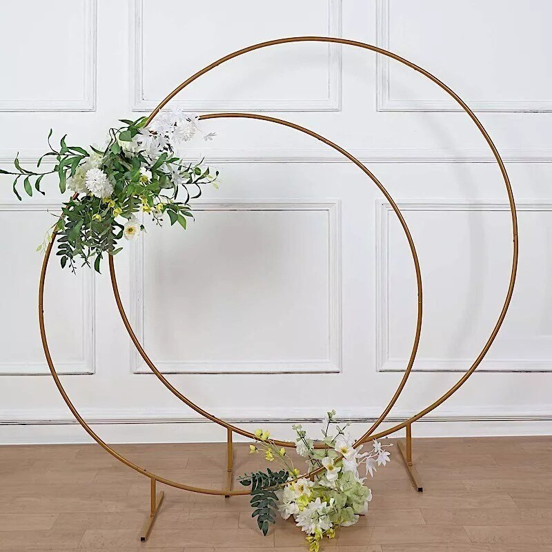 4 ft Gold Balloon Circle Metal Frame Wedding Arch Backdrop Stand Party