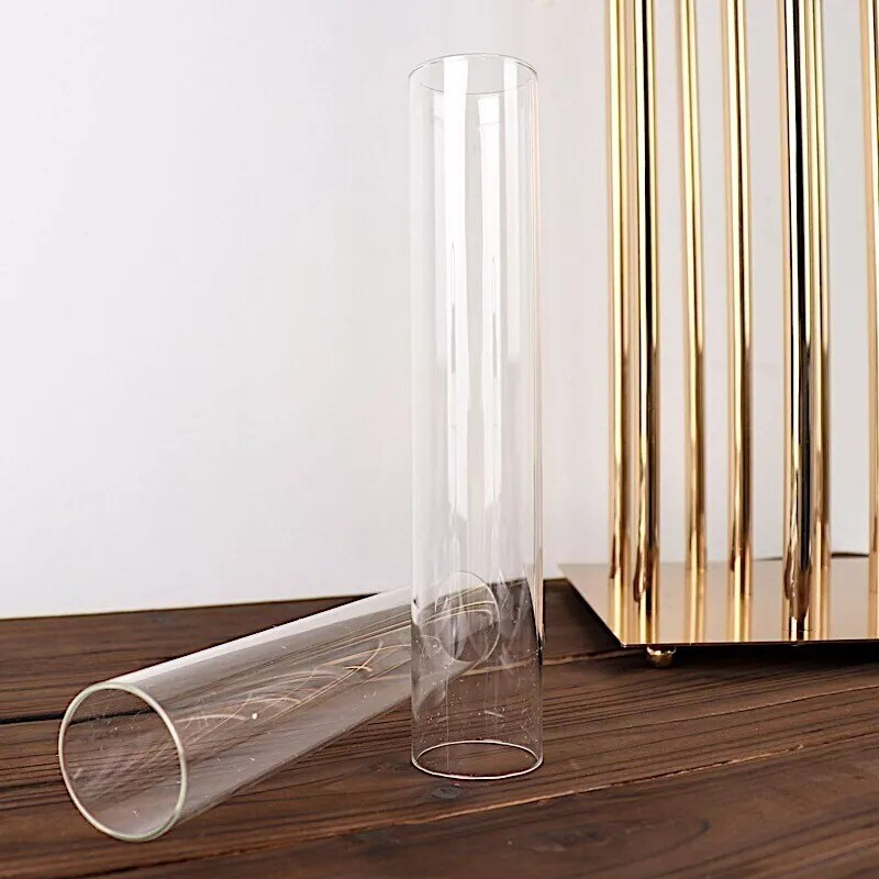 2 Clear 10&#x22; Cylinder Glass Hurricane Candle Holder Shades Party Events Supplies