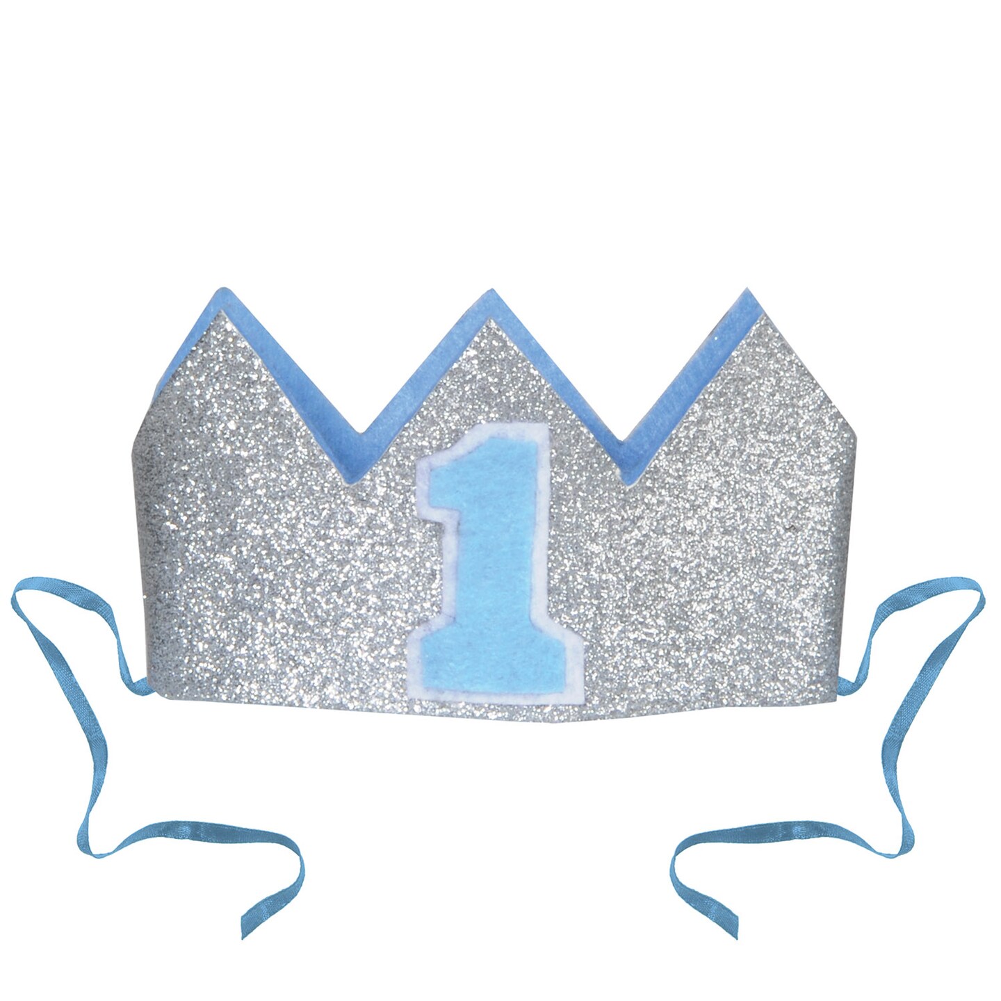 Beistle 2&#xBD;in. x 4&#xBD;in. Glittered BabyFeets 1st Birthday Crown - 12 Pack