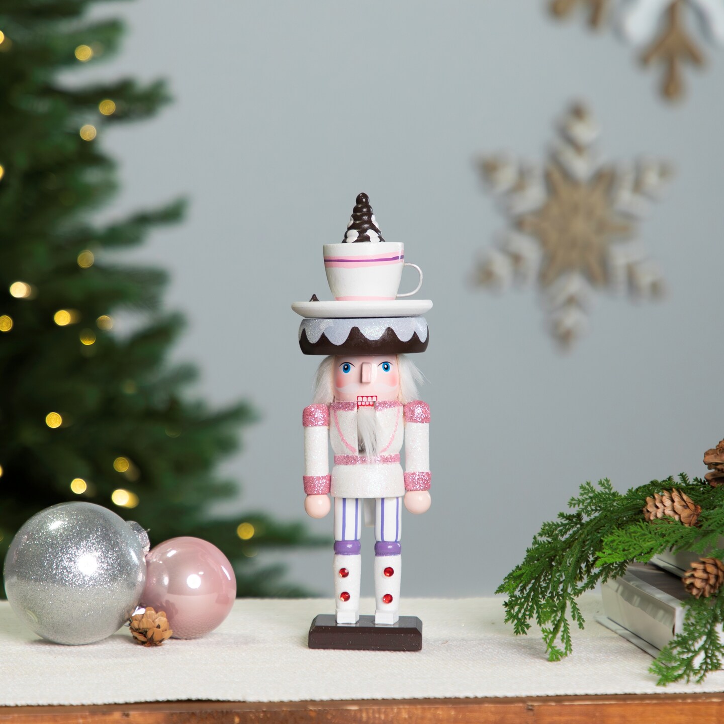 Northlight Hot Cocoa Nutcracker Christmas Figure - 10&#x22; - White and Pink