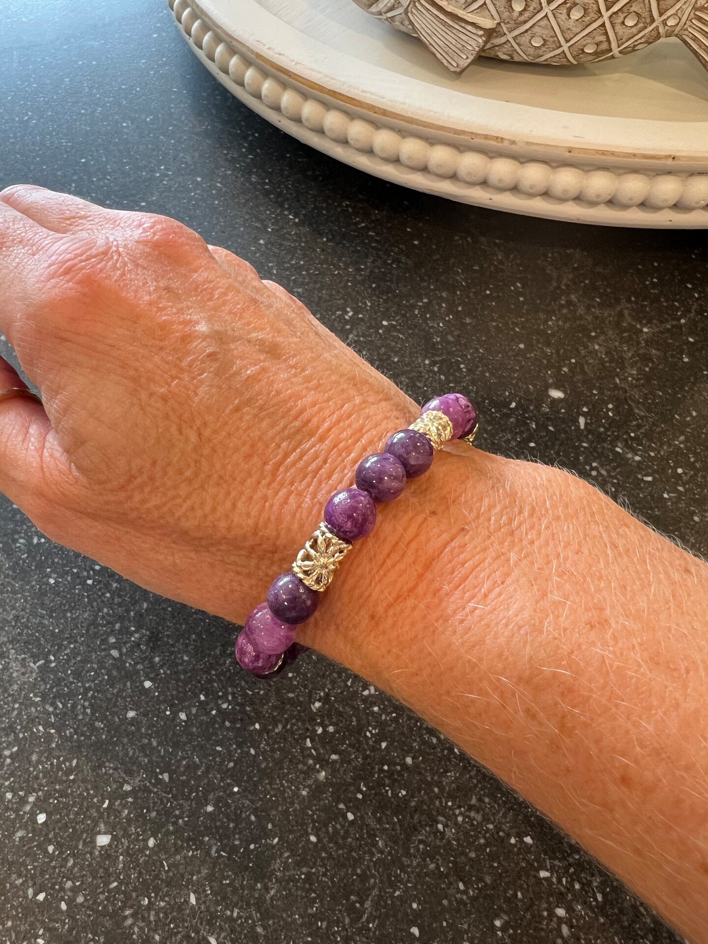 Purple and Silver Stretch Beaded Bracelet MakerPlace by Michaels