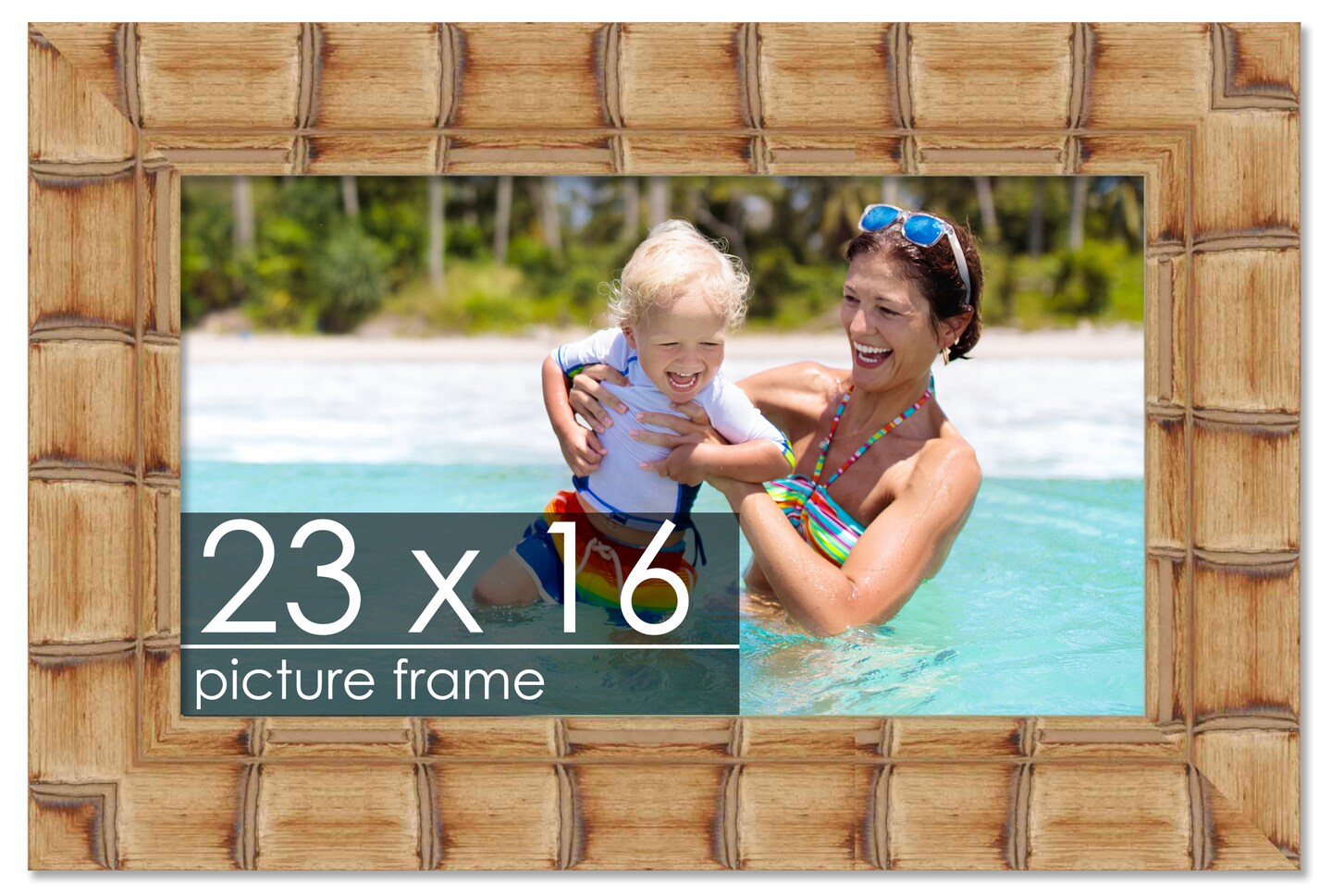 23x16 Wide Bamboo Picture Frame with UV-Resistant Acrylic &#x26; Acid Free Backing, Available in  4 Finishes - Brown, Black, Silver, and Natural