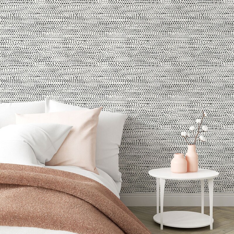 Tempaper Moire Dots Peel and Stick Wallpaper Black/White