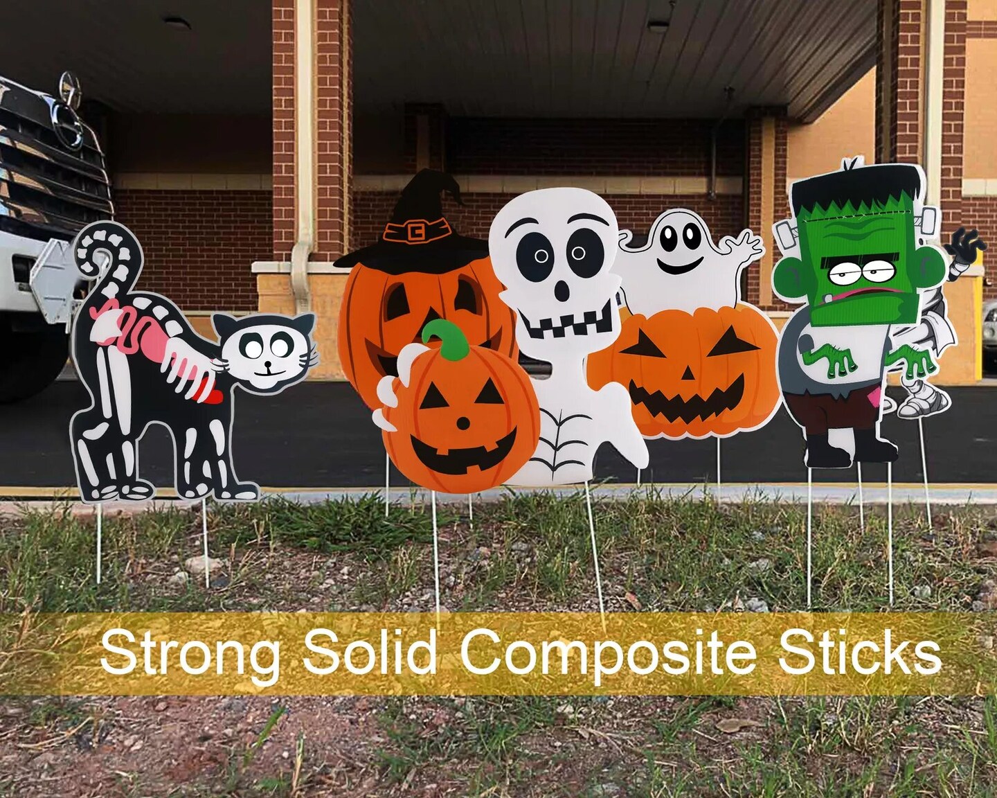 Kitcheniva 6 Pcs Halloween Yard Signs Pumpkin Ghost Monster Yard w/ Stakes