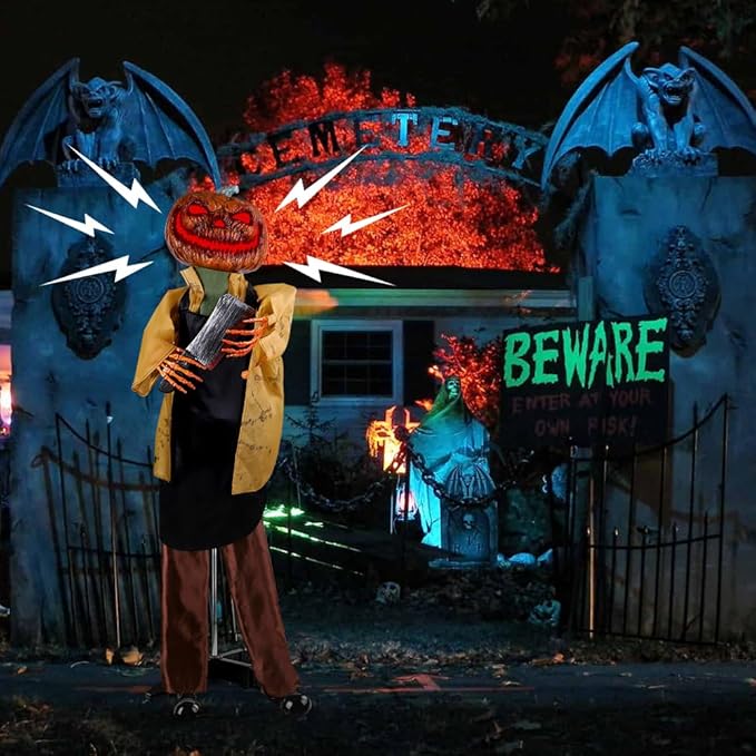 5.3ft Animated Halloween Evil Prop Decoration with Spooky Sound Sound &#x26; Touch Activated Sensor Animatronic Scary Bowl for Home Party Indoor Outside Yard Decor