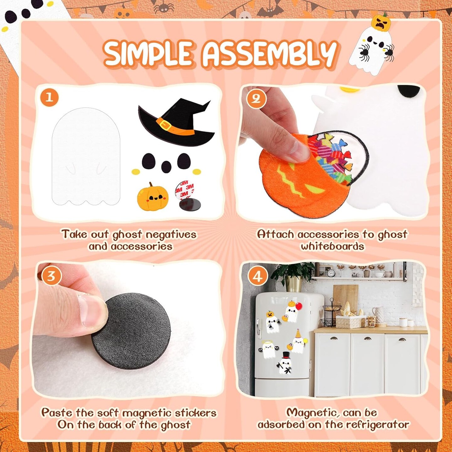 8 Set Halloween Foam Ghost Felt Craft Kit