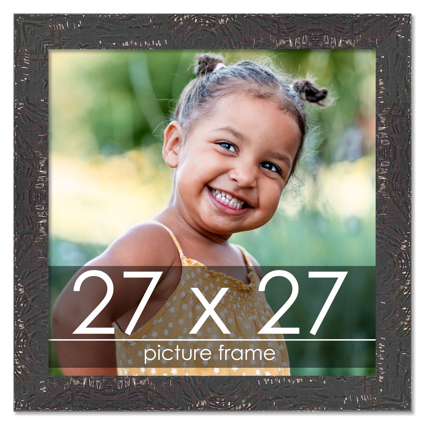 Square Shabby Chic Black Picture Frame - UV Acrylic, Foam Board Backing, Hanging Hardware