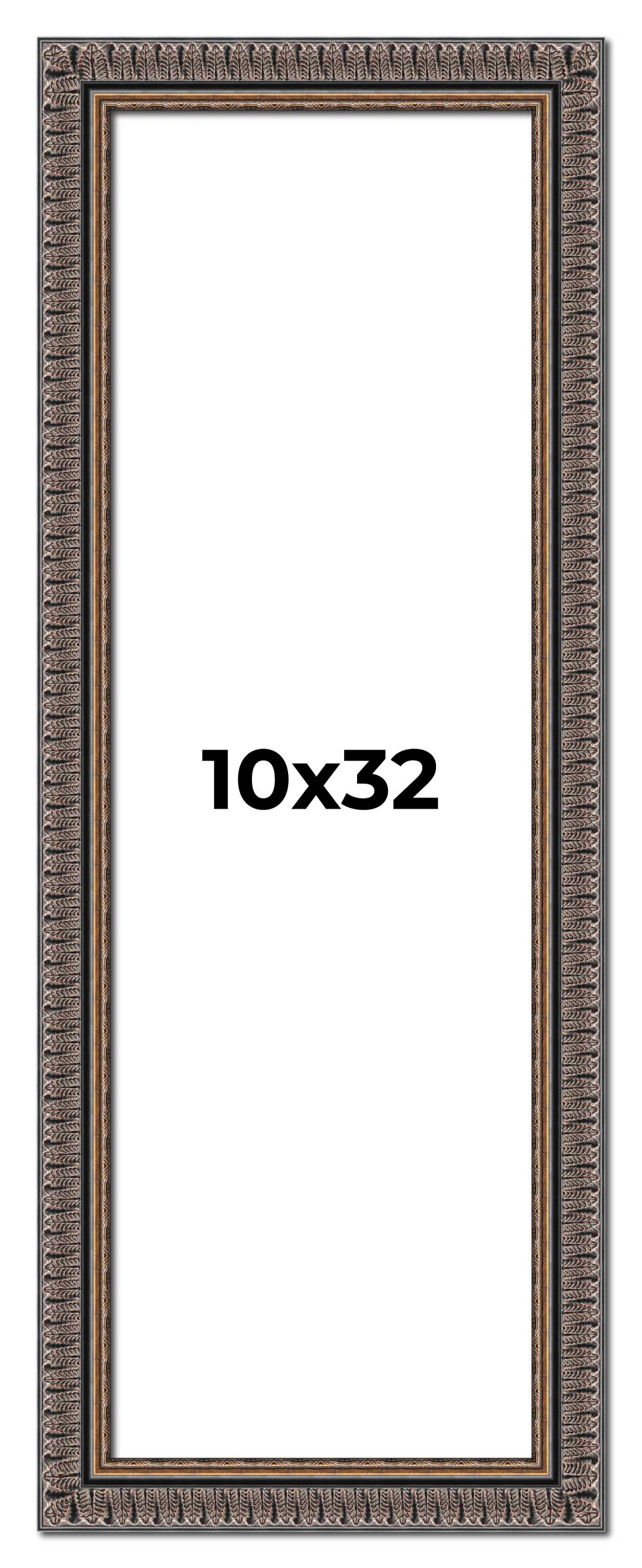 Panoramic Ornate Black Picture Frame - UV Acrylic, Foam Board Backing, Hanging Hardware