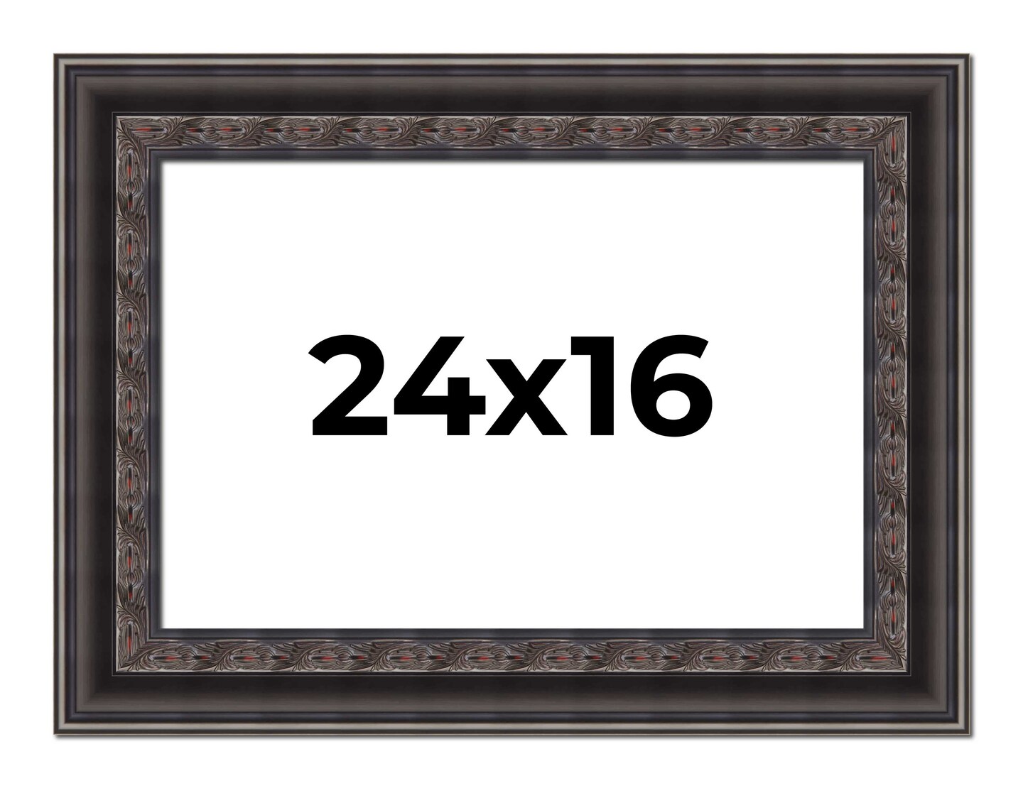 24x16 3.5" Wide Ornate Black Picture Frame - UV Acrylic, Foam Board Backing, Hanging Hardware
