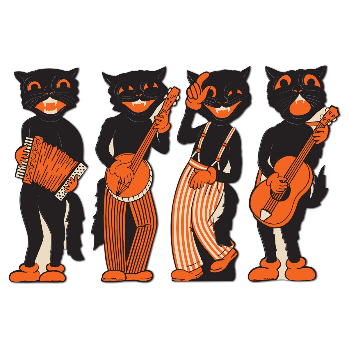 Beistle 17in. Vintage Halloween Scat Cat Band Cutouts - 12 Pack