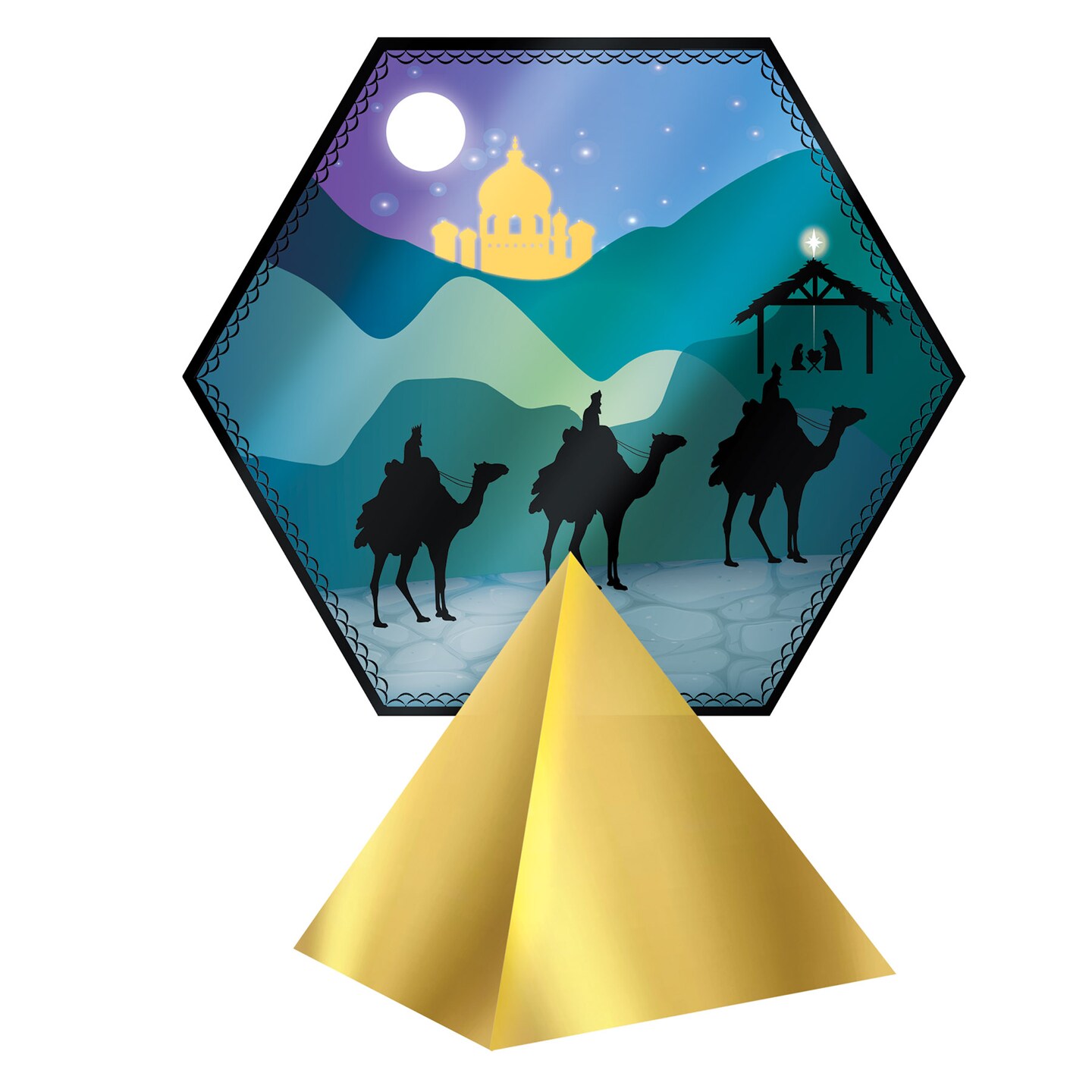 12-Pack 3-D Foil Centerpieces: Vibrant Designs for Three Kings Day