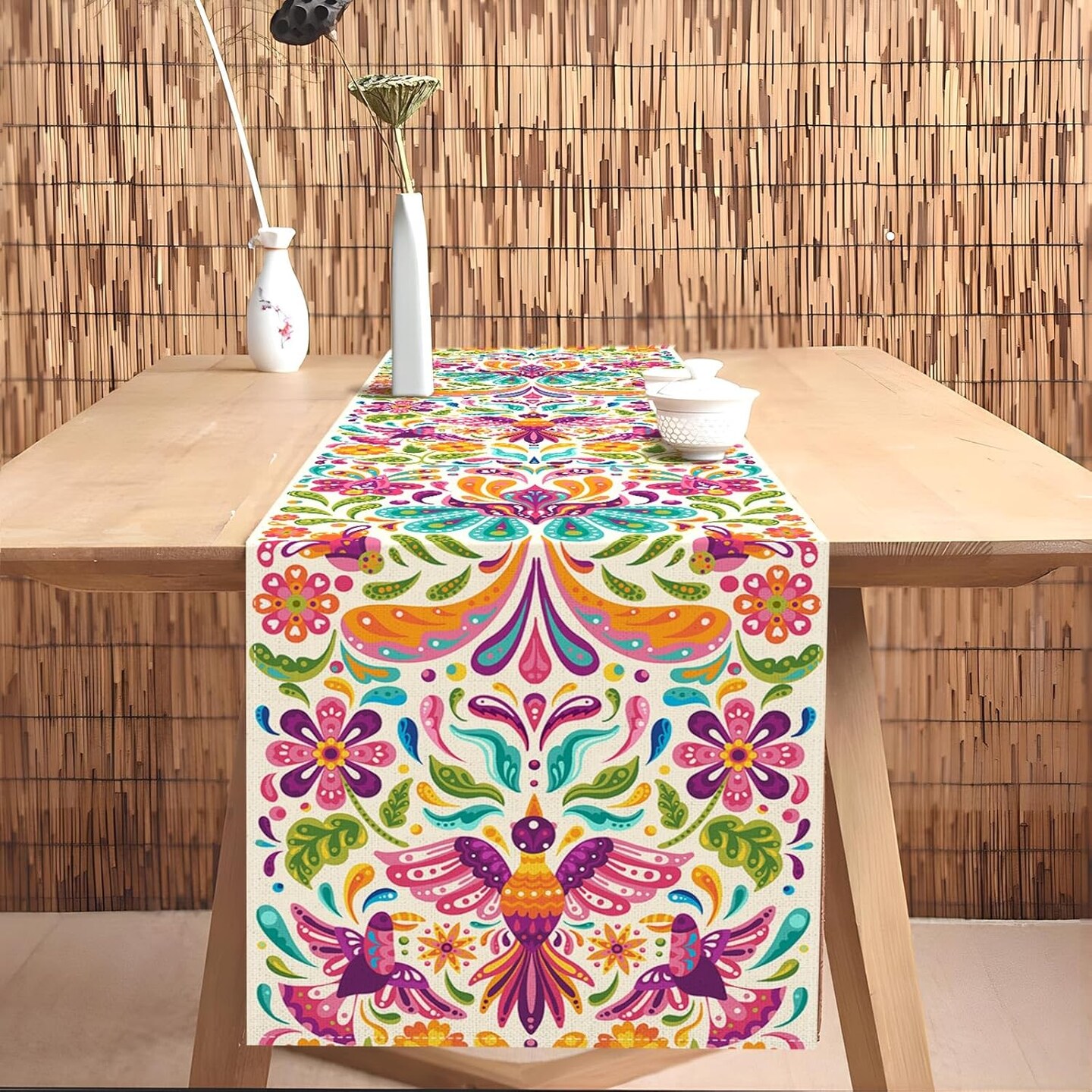 Dia De Los Muertos Table Runner 108Inches Long Day of The Dead Decorations Mexican Fiesta Party Supply Island Altar Ofrenda Decor