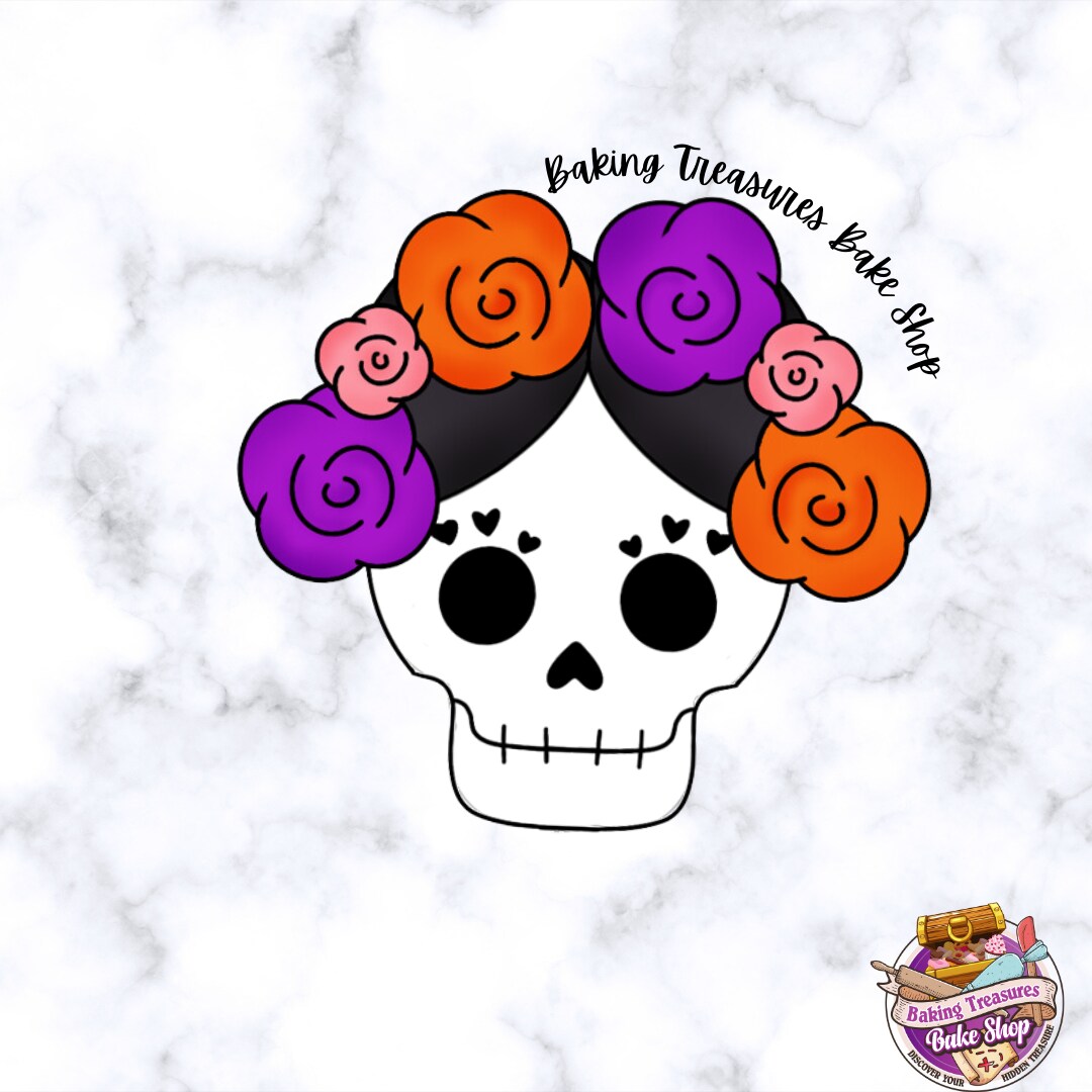 day of the dead Woman Flower Crown Cookie Cutter