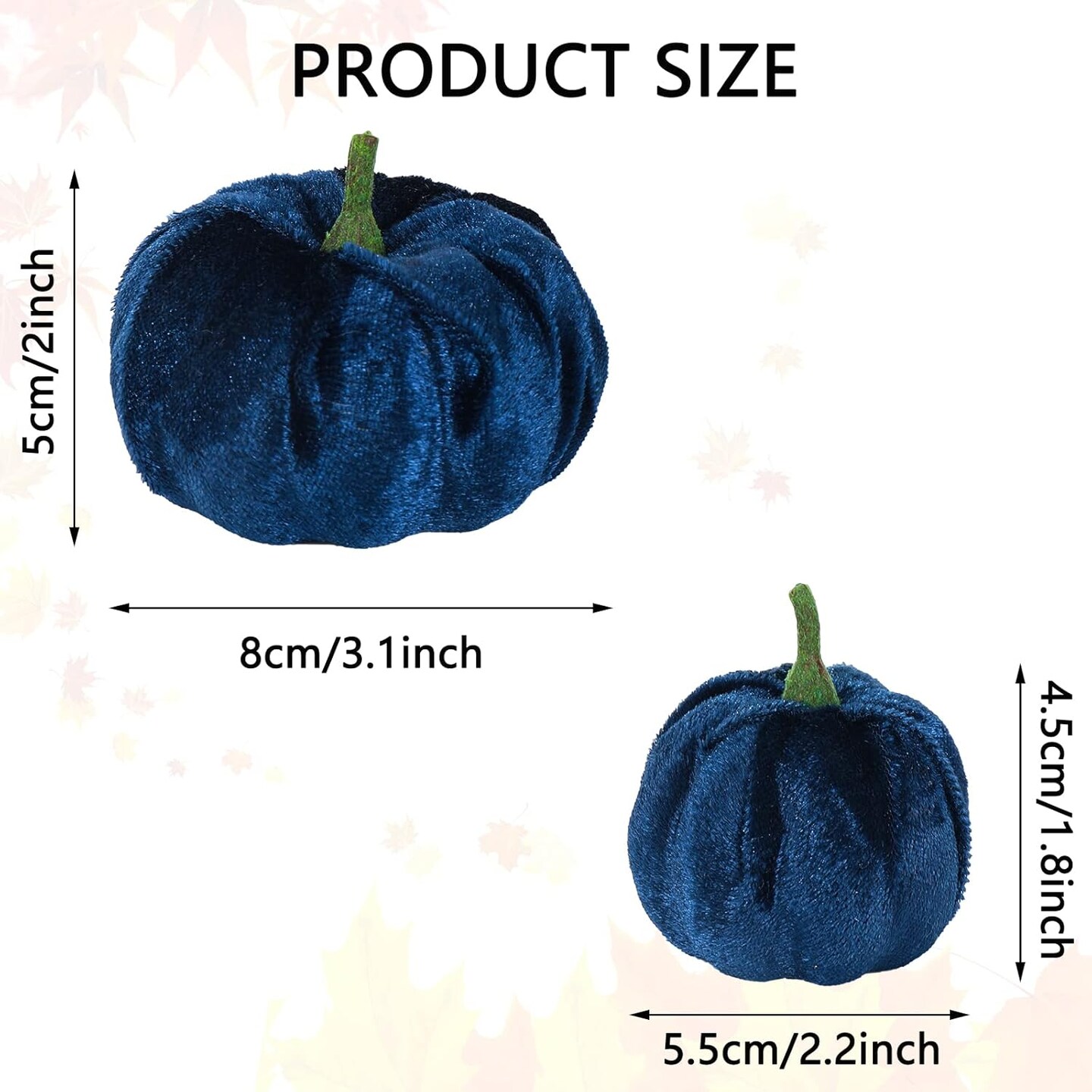 12Pcs Fall Velvet Pumpkin Blue White Artificial Pumpkins 2 Sizes Fake Fabric Pumpkin Autumn Table Centerpiece for Thanksgiving Halloween Party Mantel Farmhouse Decor