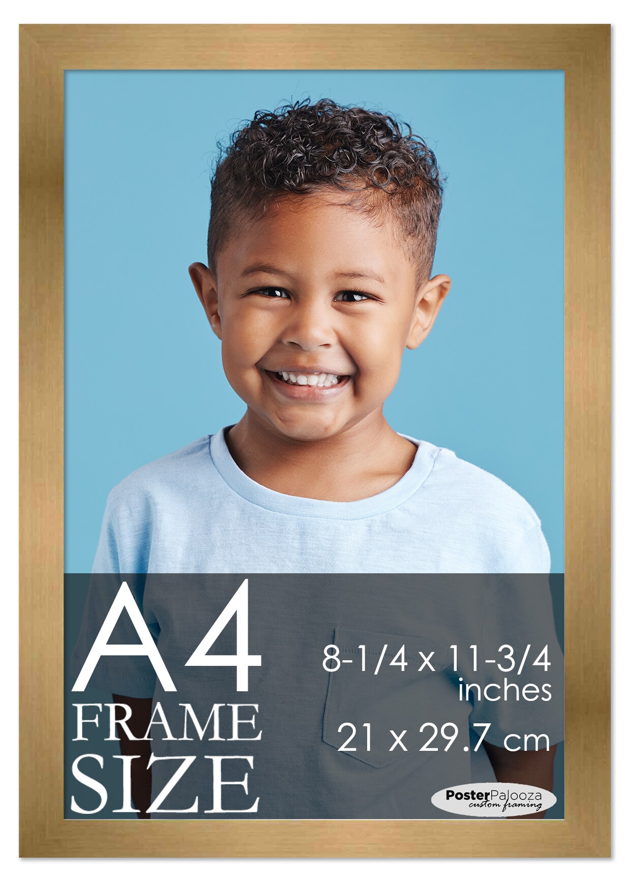 A4 Frame Gold Bronze Modern Minimalist 8.25x11.75 Frame - Wood A4 Picture Frame, UV Acrylic