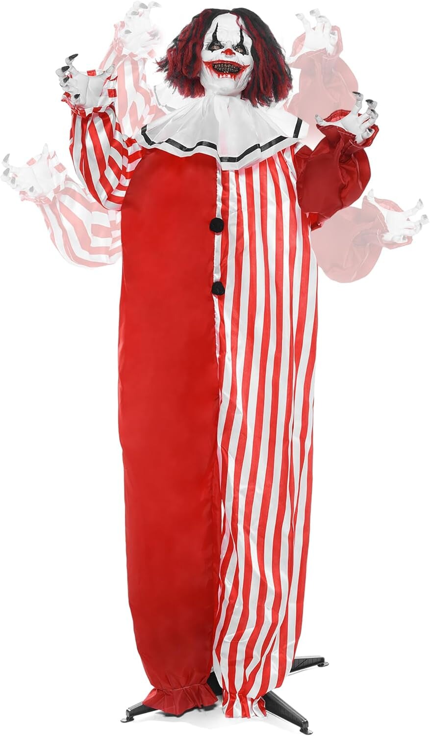 68" Halloween Animatronics Clearance, Scary Halloween Clown Decorations with LED Eyes and Creepy Sound, Life Size Animated Halloween Decorations Outdoor for Haunted House Decor Lawn Yard Patio