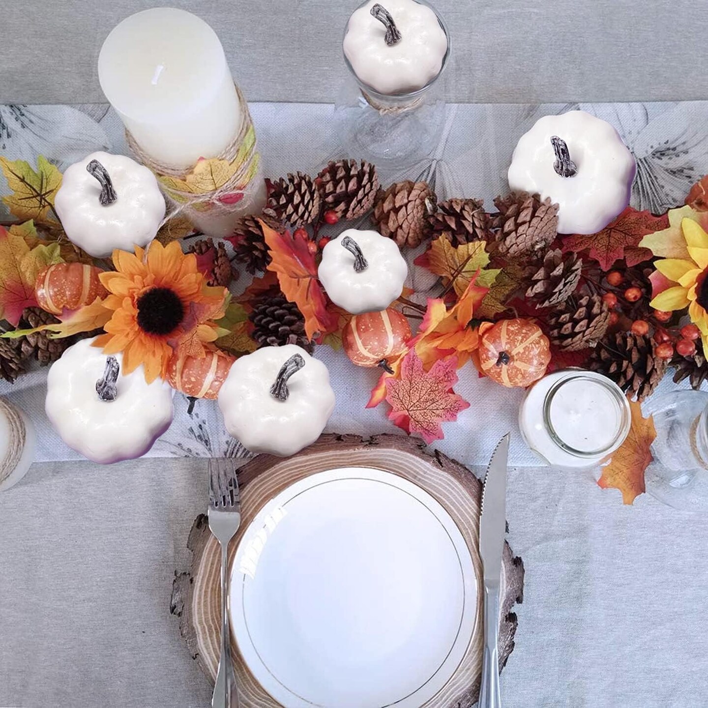 12 PCS Halloween White Artificial Pumpkins