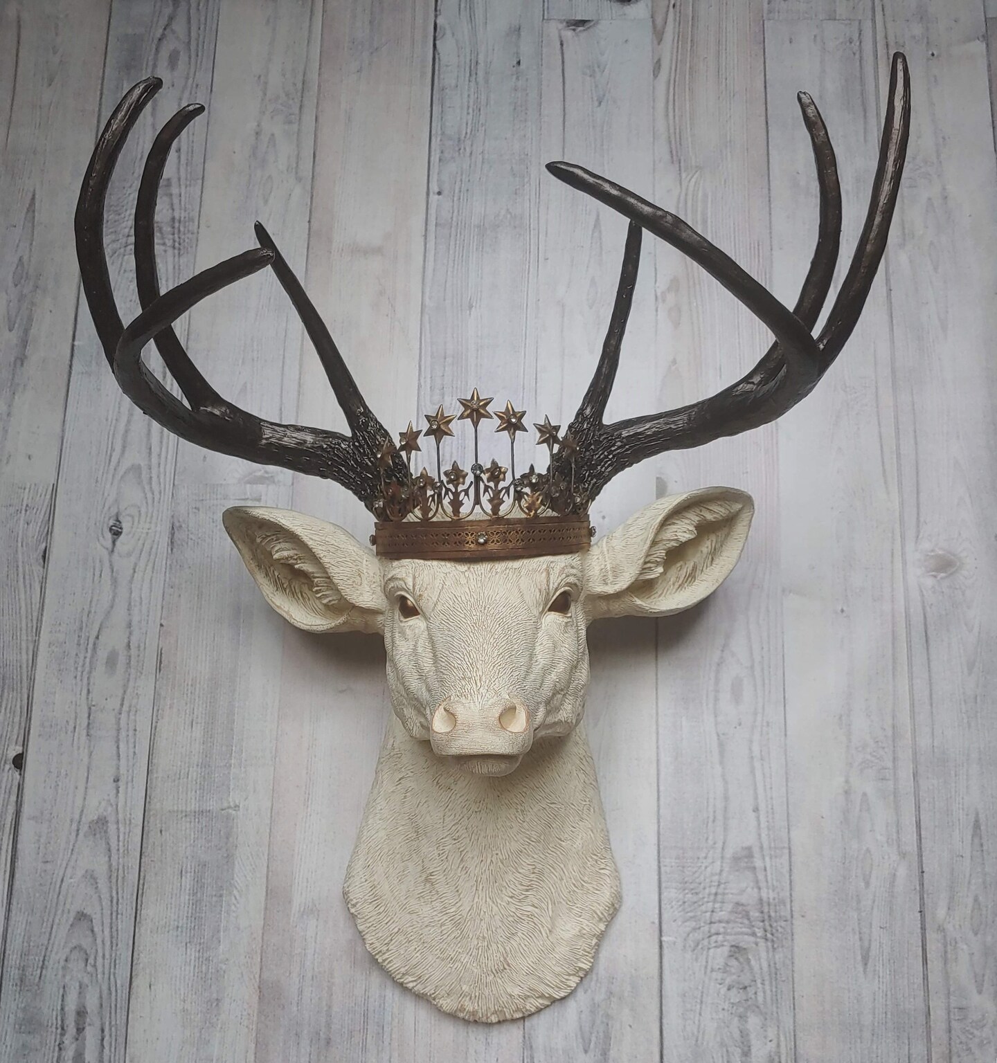 Faux Taxidermy Deer Head Wall Decor Stag Head Wall Mount Deer Head Wall Art Crowned Deer Head MakerPlace by Michaels