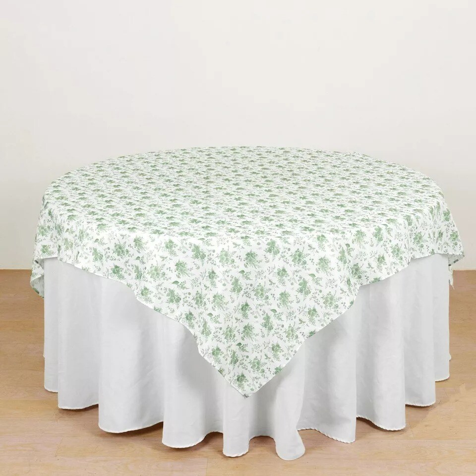 70" Dusty Sage Floral Polyester Square Tablecloths Party Wedding Linens
