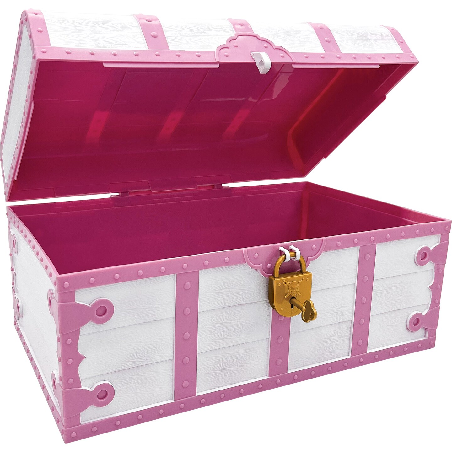 Treasure Chest with Lock &#x26; Key, Pink &#x26; White