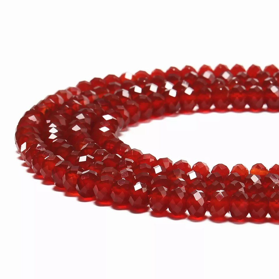Natural Carnelian Faceted Rondelle Beads Size 4x6mm 5x8mm 15.5&#x27;&#x27; Strand