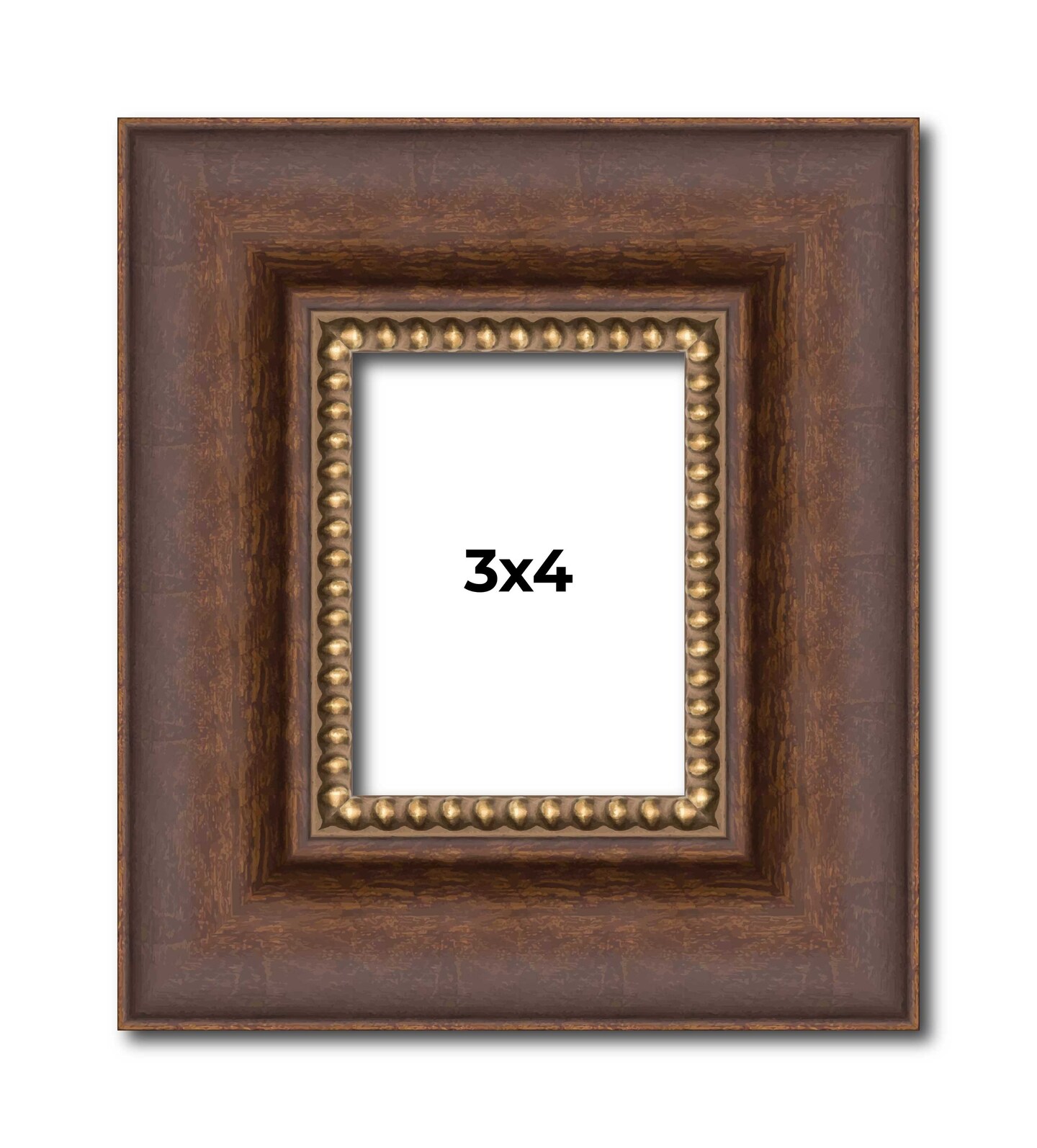 3x4 Traditional Picture Frame with UV-Resistant Acrylic & Acid Free Backing, Available in 3 Finishes - Black, Brown, Gold