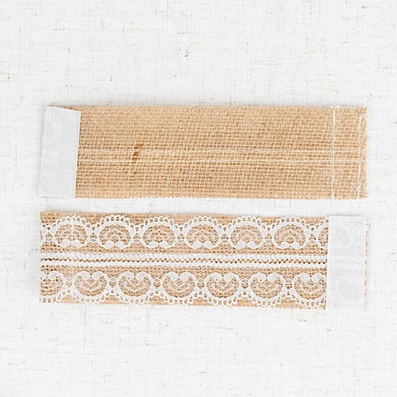 6 Natural White Rustic Jute Lace Fabric Napkin Rings Party Events Decorations