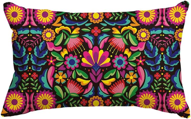 Death Flower Throw Pillow Cover, 12 x 20 Inch Day of The Dead Halloween Cushion Case Holiday Decor for Sofa Couch