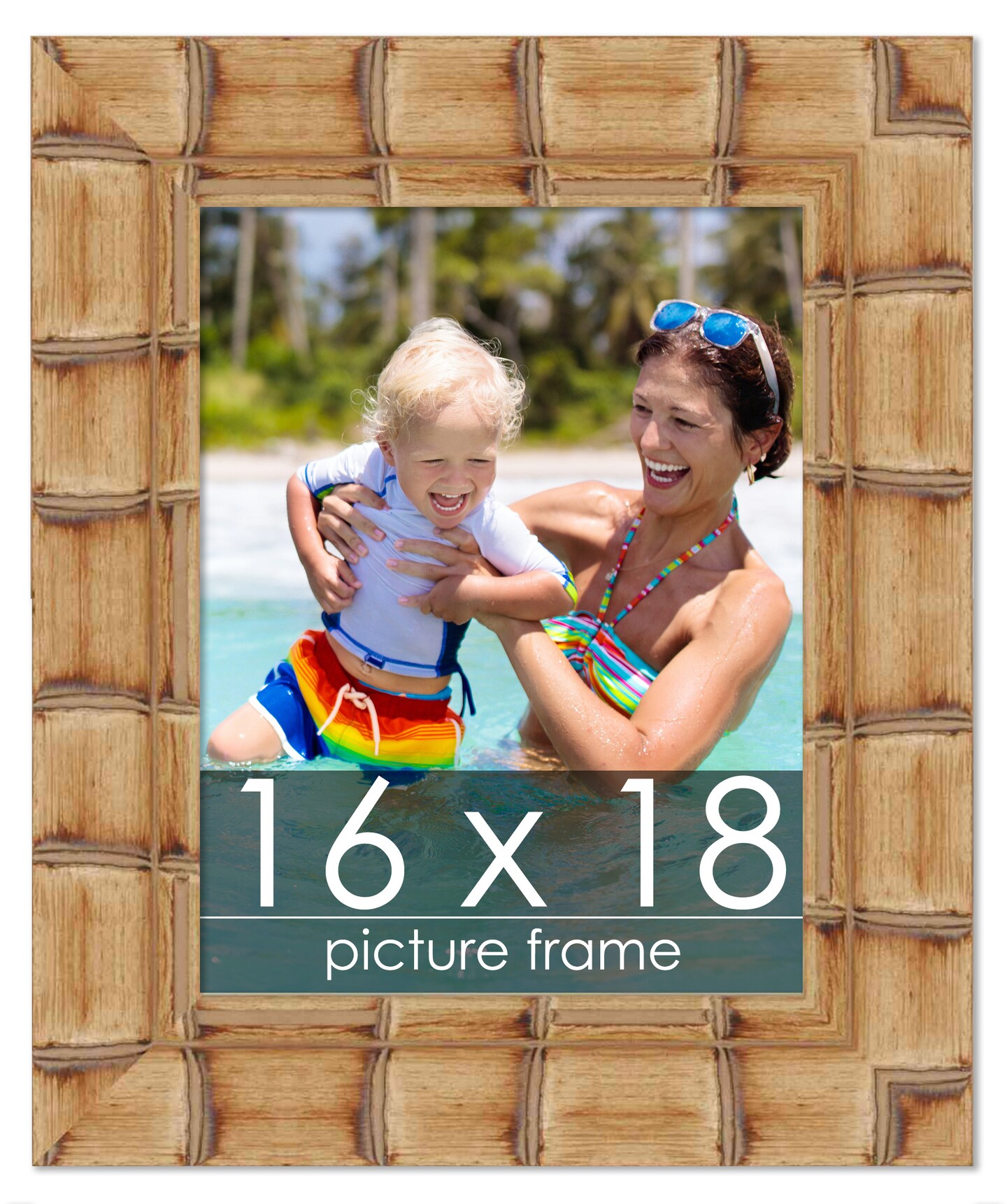16x18 Wide Bamboo Picture Frame with UV-Resistant Acrylic Acid Free  Backing, Available in Finishes Brown, Black, Silver, and Natural