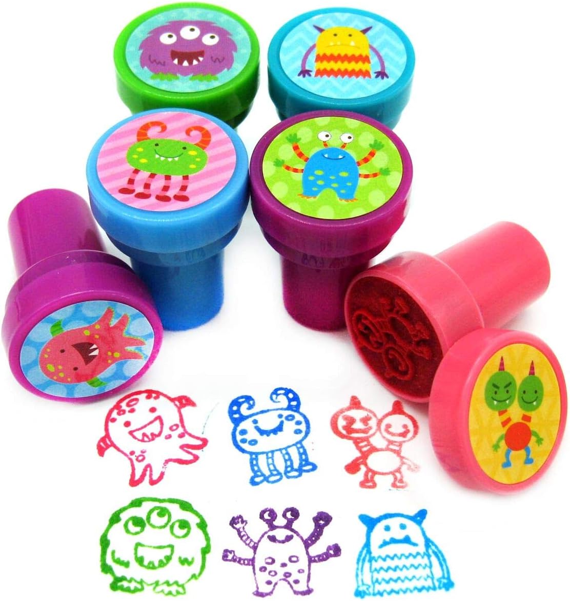 TINYMILLS 24 Pcs Monster Stampers for Kids Halloween Party Favors For Kids Goodie Bag Stuffers Trick or Treat Hand Outs Rewards Prizes