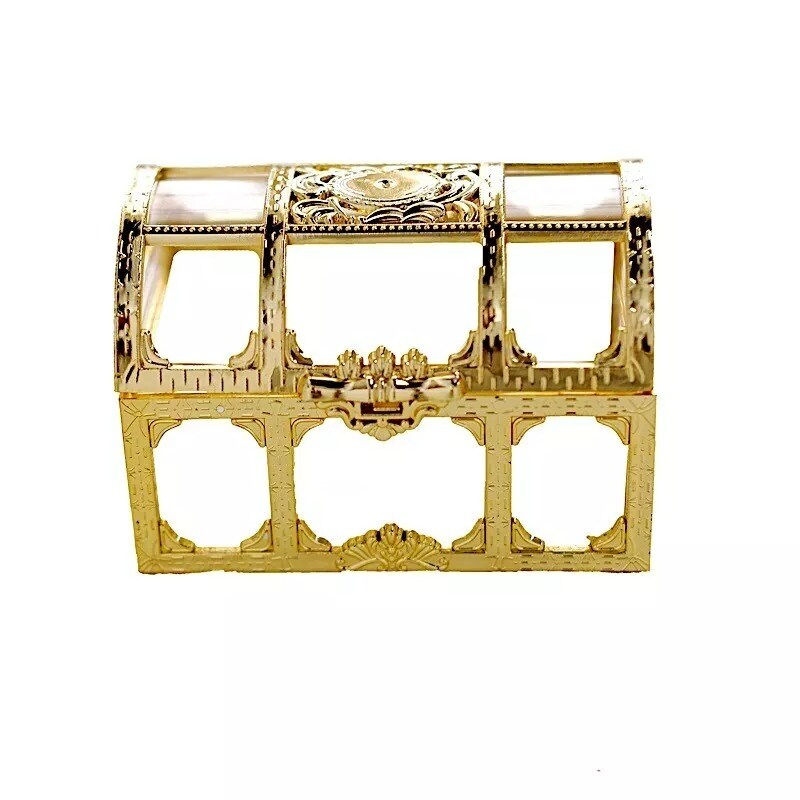 24 Clear Gold 2.5&#x22; tall Mini Treasure Chests Favor Boxes Wedding Party Supplies