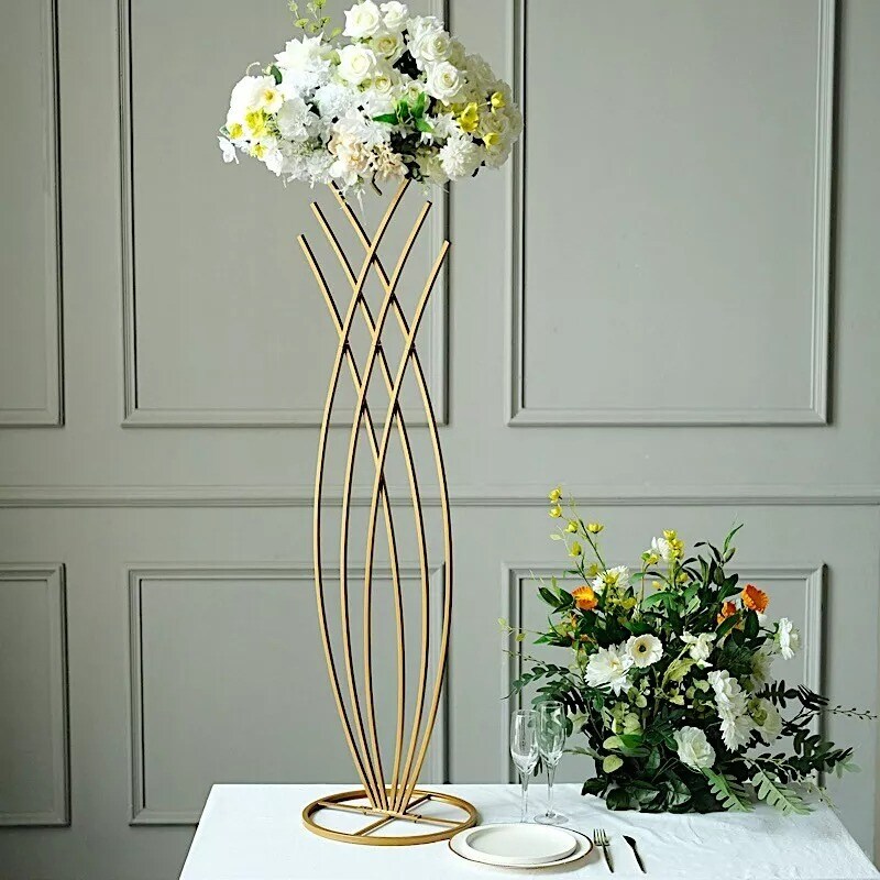 48" Gold Metal Flower Display Stand Mermaid Tail Design Centerpiece Party Events