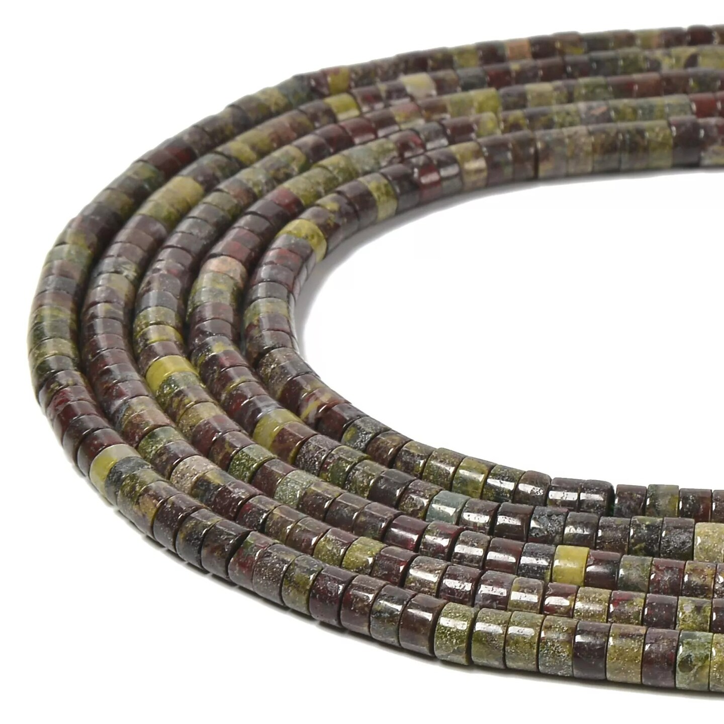 Natural Dragon Bloodstone Heishi Disc Beads Size 2x4mm 15.5&#x27;&#x27; Strand