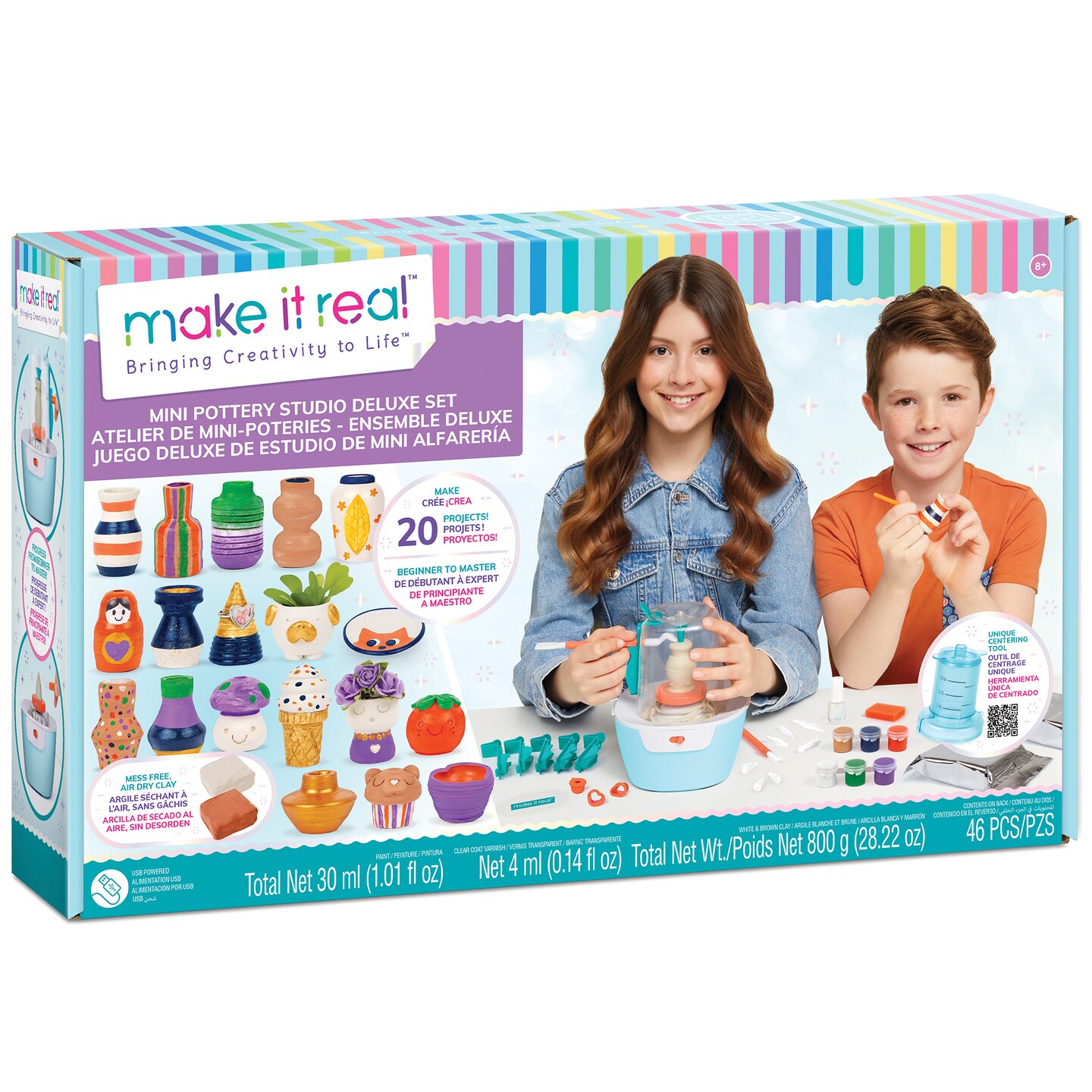 Make It Real Mini Pottery DIY Studio Deluxe Set, Age 8+