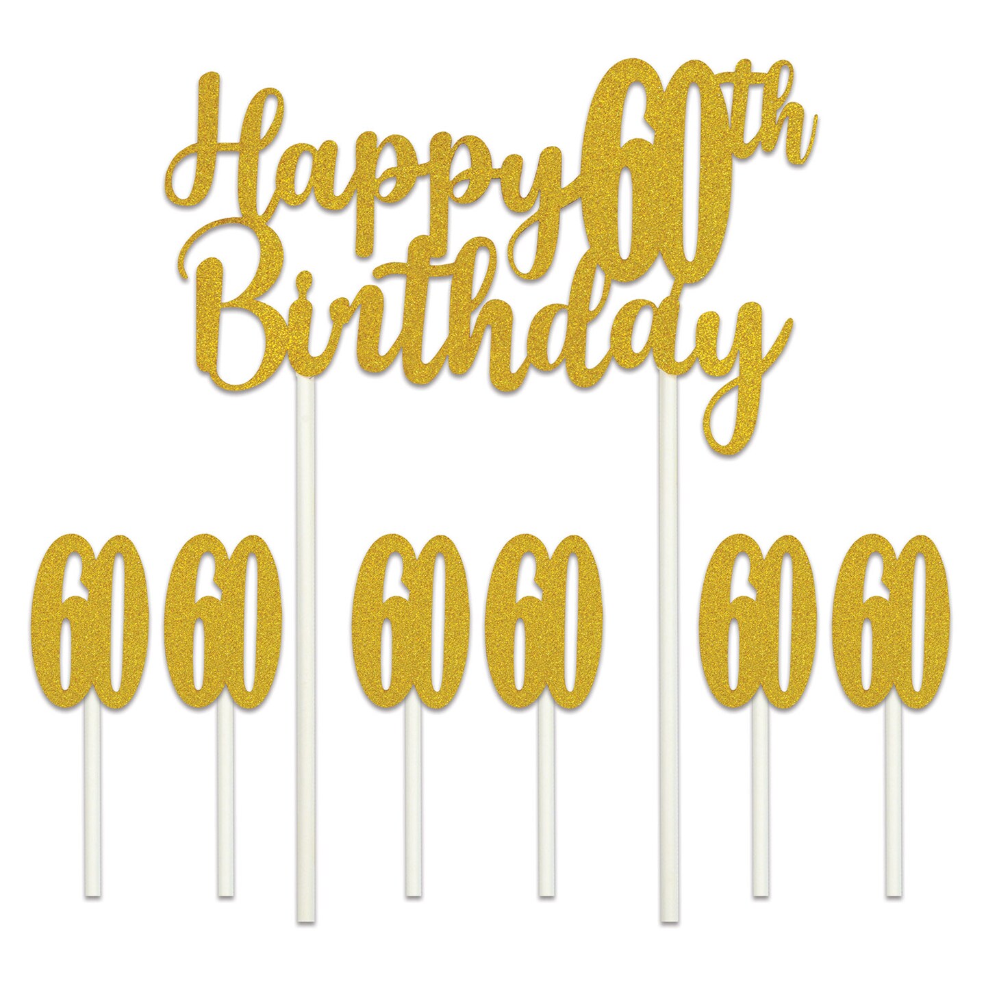 Beistle 6in. x 8¼in. Happy 60th Birthday Cake Topper - 12 Pack