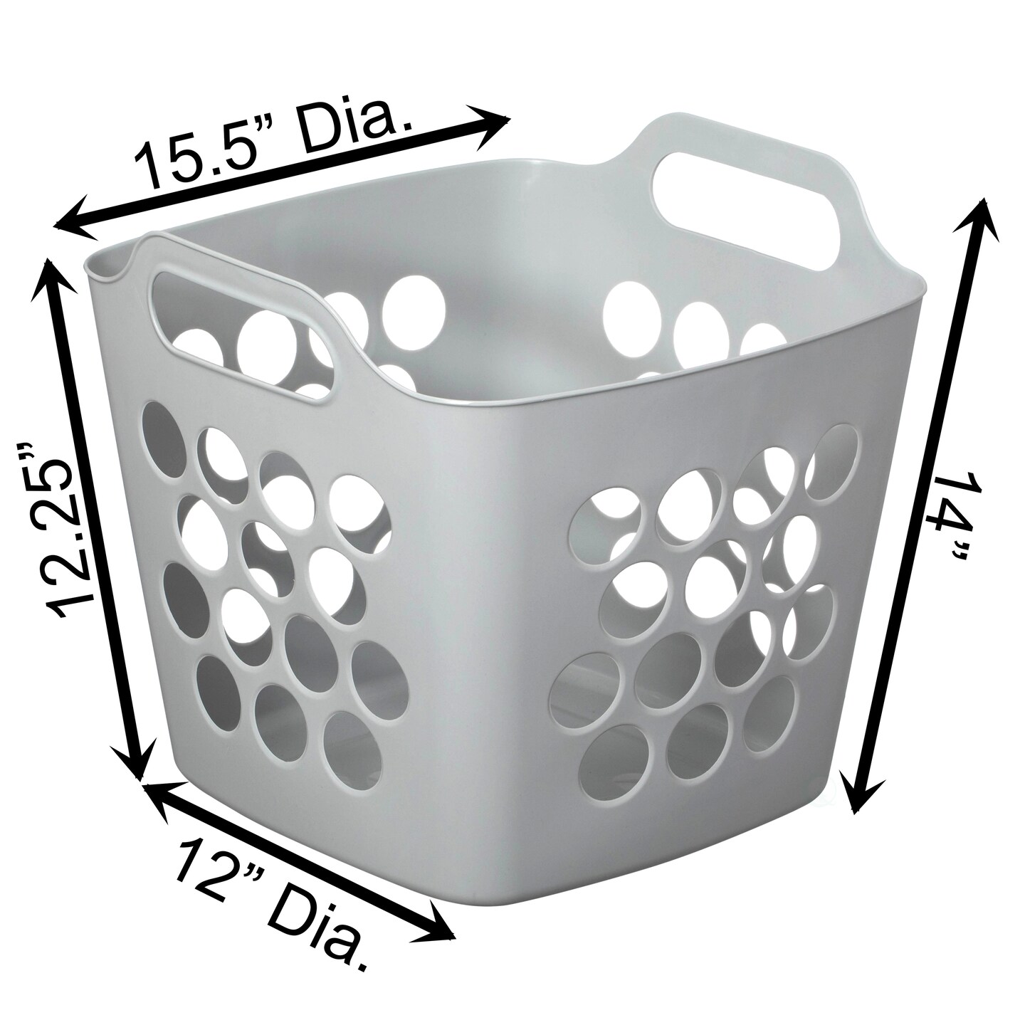 Flexible Plastic Laundry Basket - Square Storage Hamper with Side Handles for Easy Carrying - Versatile Organizer for Laundry, and Household Storage