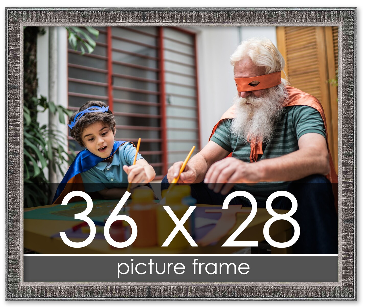 28x36 Textured Picture Frame with UV-Resistant Acrylic &#x26; Acid Free Backing, Available in 6 Finishes - Black, Blue, Brown, Gold, Grey, and White