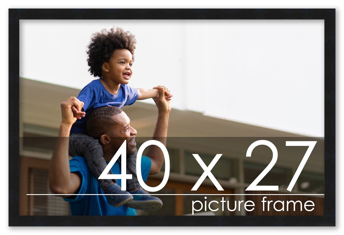 40x27 Modernist Black Picture Frame - UV Acrylic, Foam Board Backing, Hanging Hardware