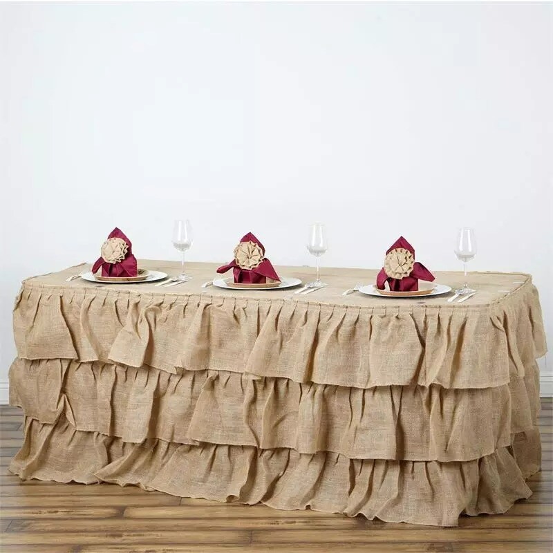 17 feet x 29&#x22; Natural Burlap Ruffled Table Skirt Event Reception Wedding Party