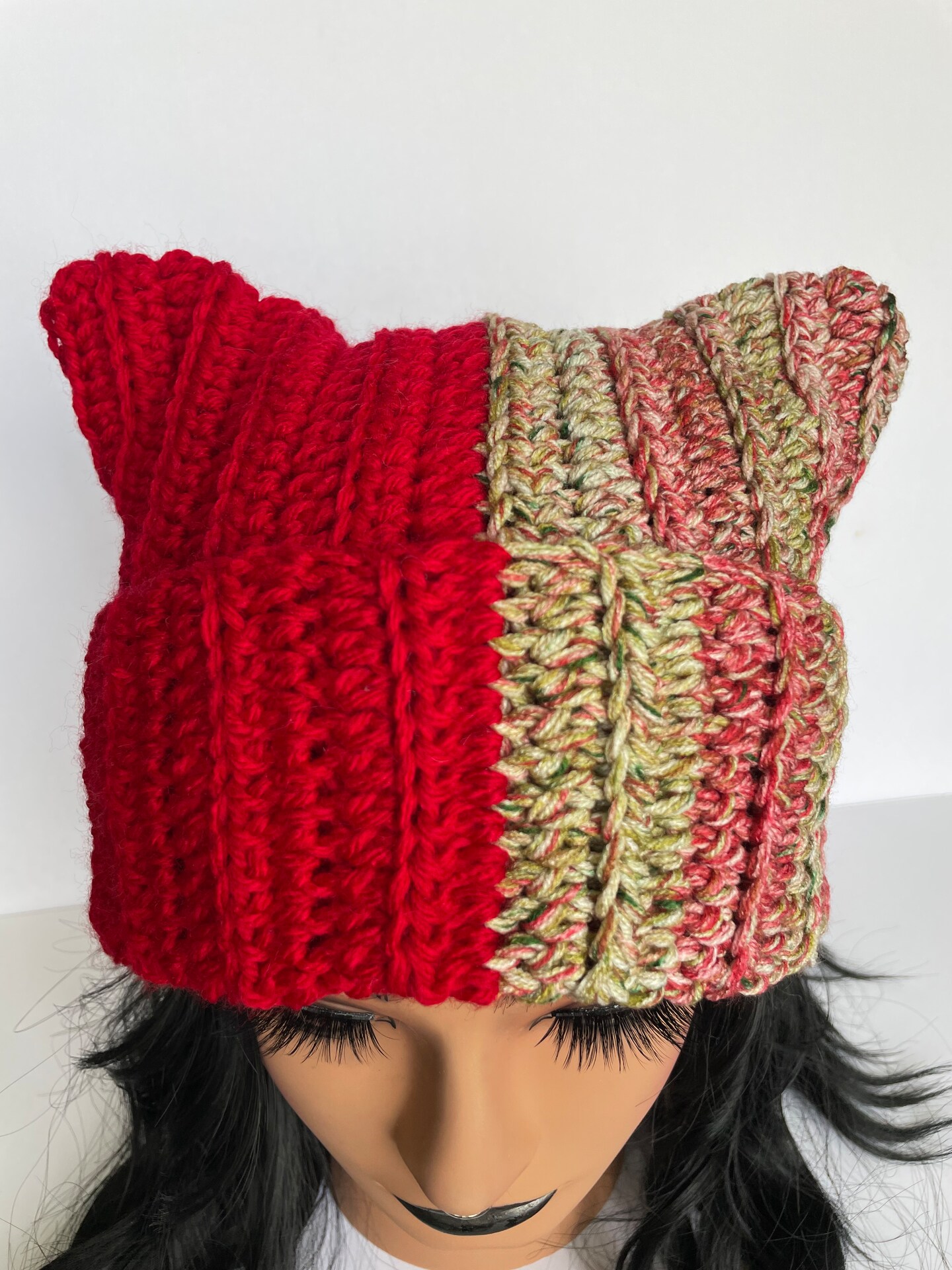 Colorful Crochet Beanie with Red C Logo Colorful Crochet Beanie – Simplicity & such main image 4