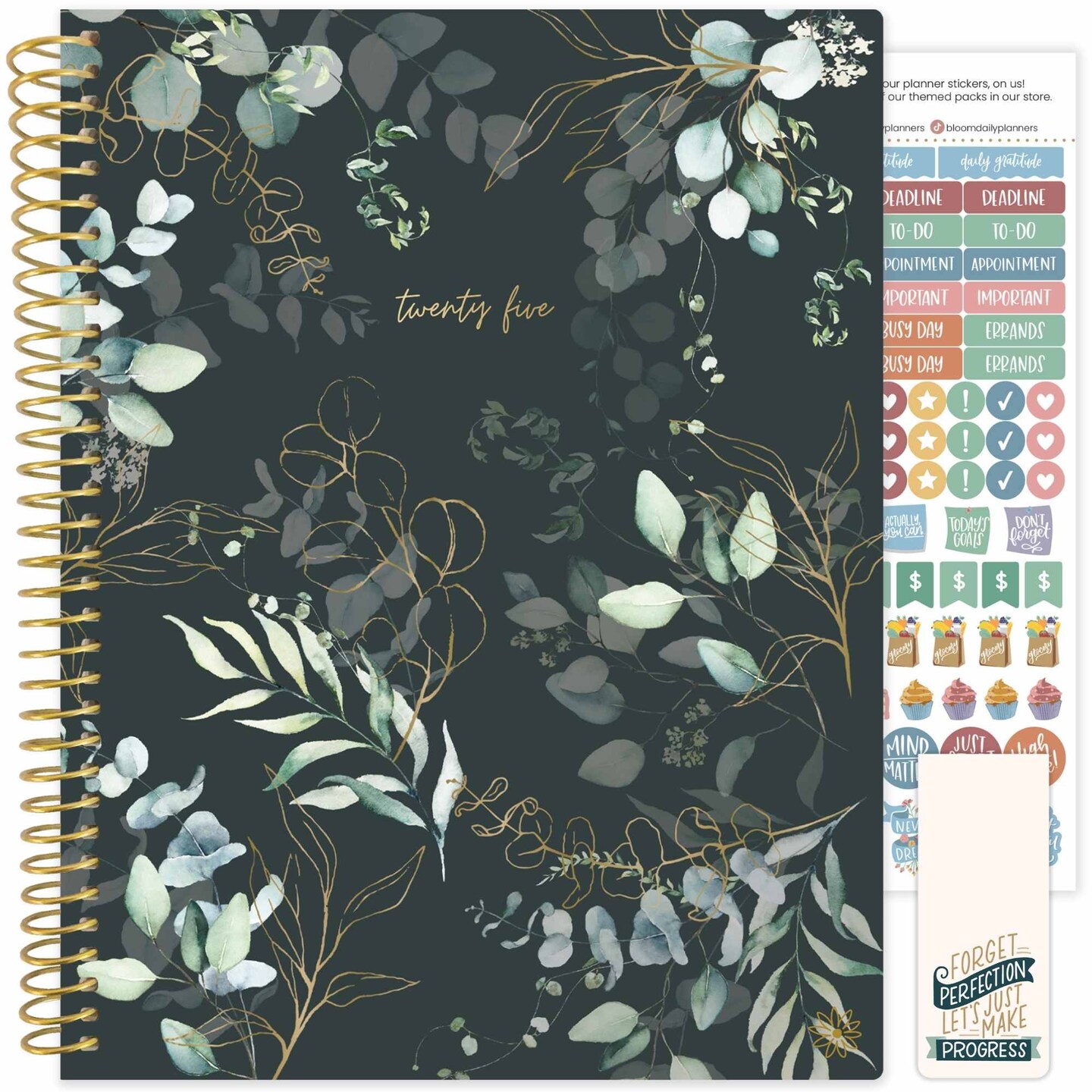 bloom daily planners 2025 Soft Cover Planner, 8.5&#x22; x 11&#x22;, Eucalyptus, Green