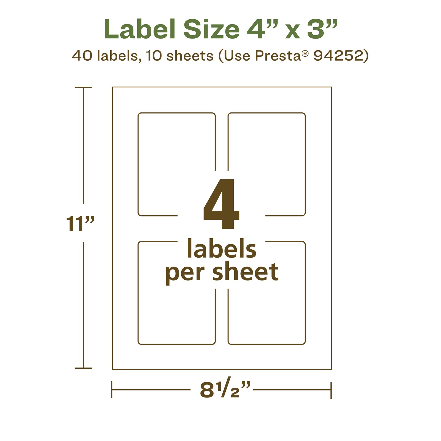 Avery Recycled Matte White Labels,  4&#x22; x 3&#x22; Rectangle