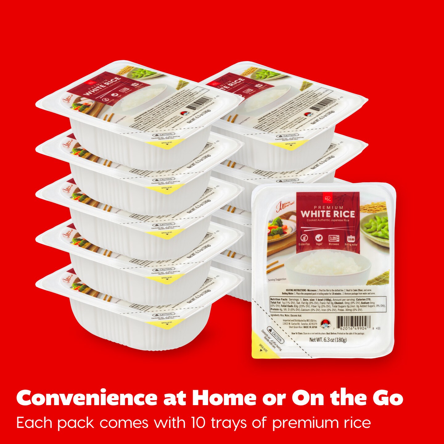 IRIS USA Japanese Rice, Instant White Microwave Rice 80 seconds