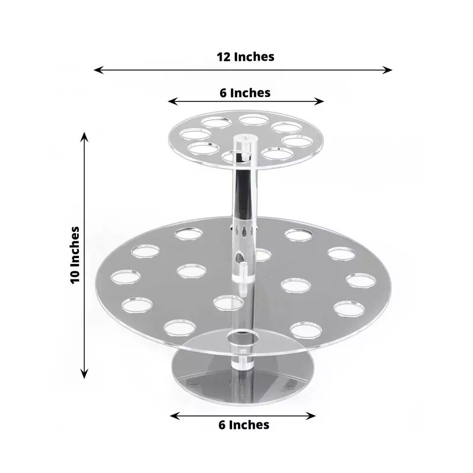 12&#x22; Clear Acrylic 2 Tier Ice Cream Cone Holder Dessert Display Stand Party Event