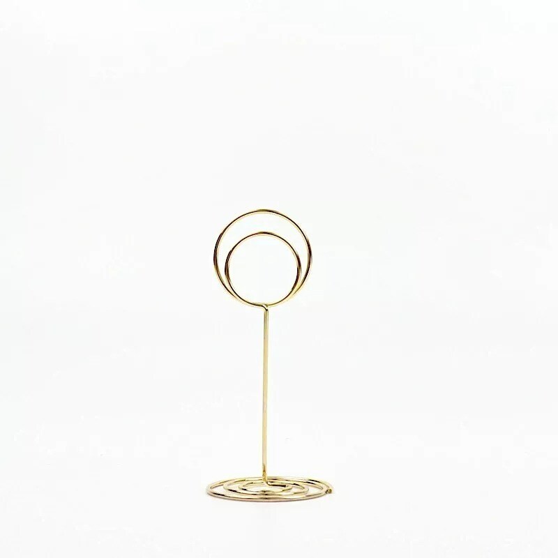 Gold 10 Sign Holders 3.5&#x22; Circle Place Card Metal Table Number Stands Events