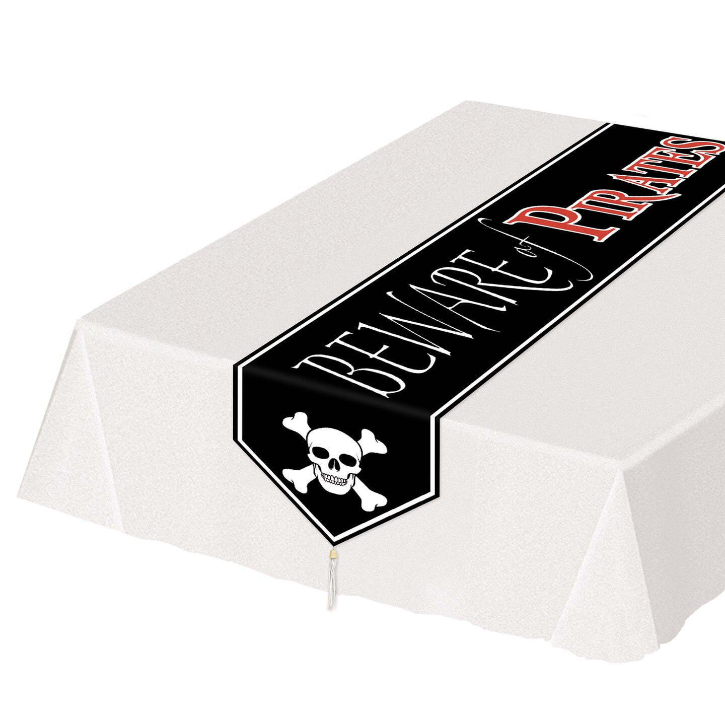 Beistle 11in. x 6Feet Printed Beware Of Pirates Table Runner - 12 Pack
