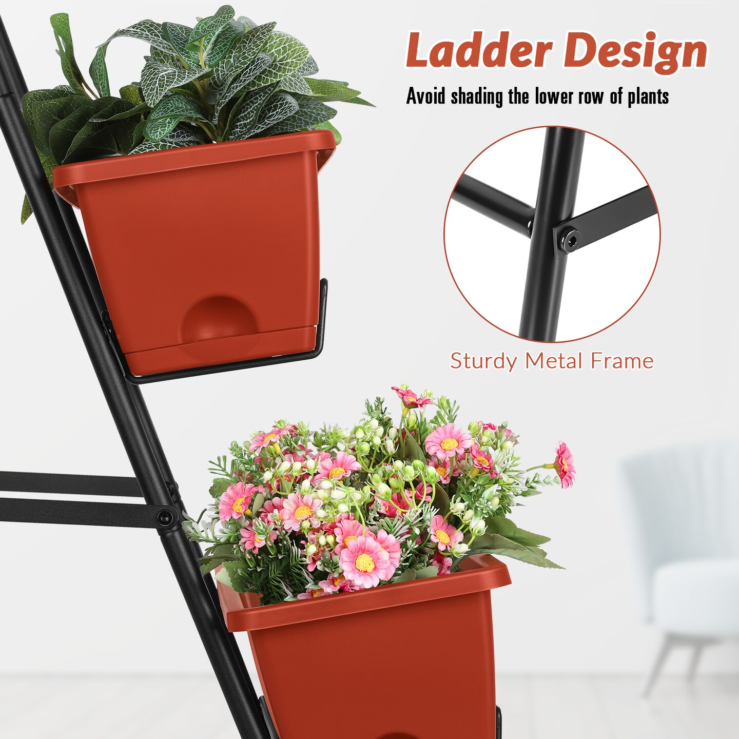 4 Tier Vertical Raised Garden Bed Planters for Outdoor Plants Herb Garden Planter with Drainage Holes Standing Garden Planters for Herbs Flowers Vegetables Plants