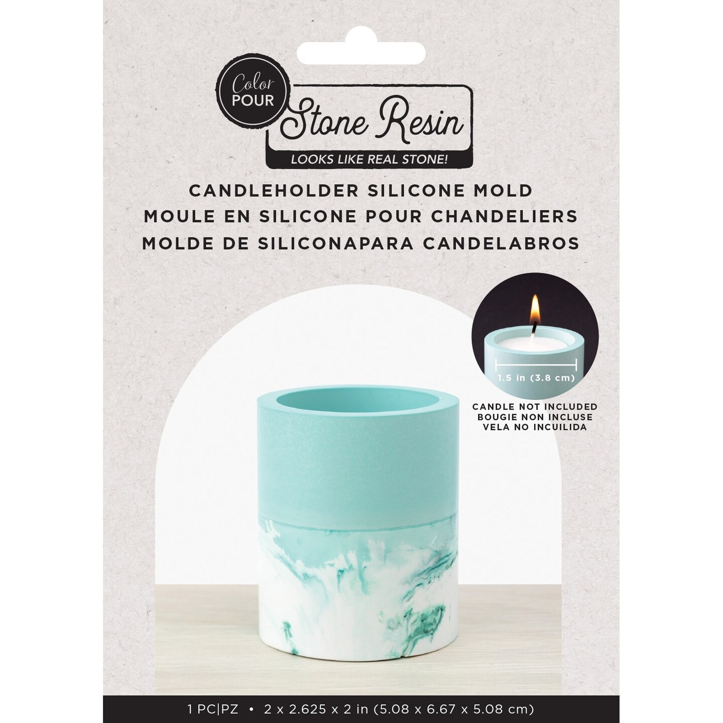 American Crafts Color Pour Stone Resin Silicone Mold-Cndle Hldr